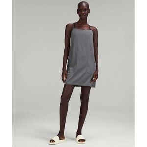 Lululemon Womens Gray Mini Dress Adjustable Thin Straps Pockets Size 6 Athletic